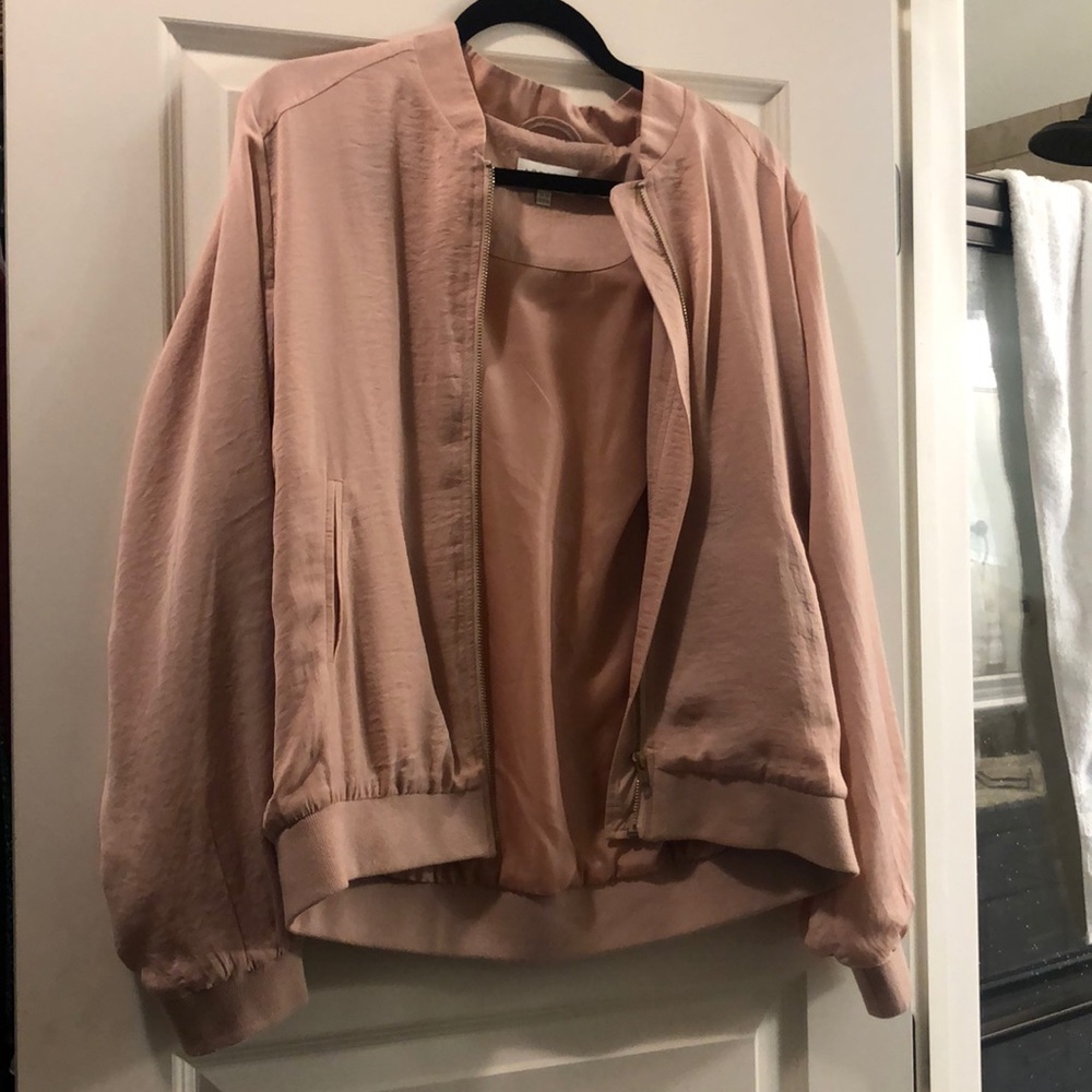 PINK SATIN BOMBER